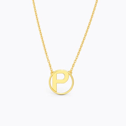 Artsy Alphabet P Gold Necklace Gold Necklaces 14 Karat Yellow Gold Artsy Alphabet P Gold Necklace