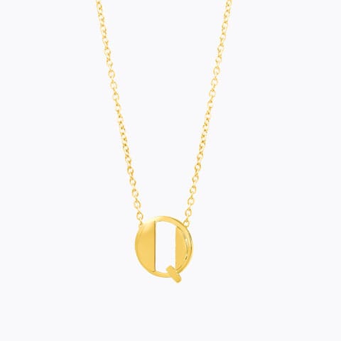 Artsy Alphabet Q Gold Necklace Gold Necklaces 14 Karat Yellow Gold Artsy Alphabet Q Gold Necklace