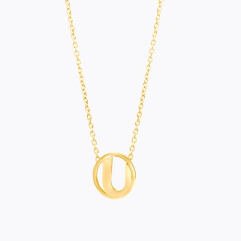 Artsy Alphabet U Gold Necklace Gold Necklaces 14 Karat Yellow Gold Artsy Alphabet U Gold Necklace