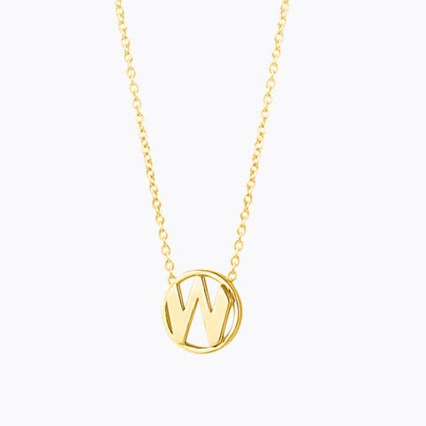Artsy Alphabet W Gold Necklace Gold Necklaces 14 Karat Yellow Gold Artsy Alphabet W Gold Necklace