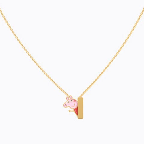 Peppa Personalised Kids' Gold Necklace Gold Necklaces 14 Karat Yellow Gold Peppa Personalised Kids' Gold Necklace