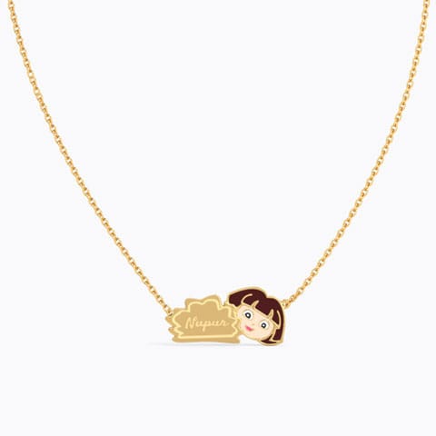 Personalised Dora The Explorer Kids' Gold Necklace Gold Necklaces 14 Karat Yellow Gold Personalised Dora The Explorer Kids' Gold Necklace