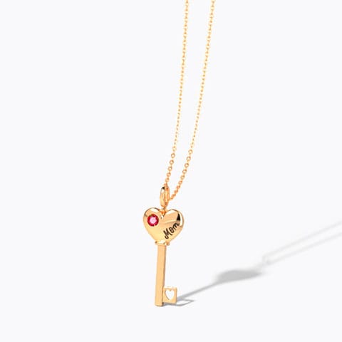 Scarlet Amore Gemstone Key Necklace Gold,Gemstone Necklaces 14 Karat Rose Gold Scarlet Amore Gemstone Key Necklace