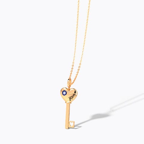 Azure Amore Gemstone Key Necklace Gold,Gemstone Necklaces 14 Karat Rose Gold Azure Amore Gemstone Key Necklace