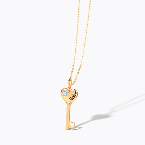 Topaz Amore Gemstone Key Necklace Gold,Gemstone Necklaces 14 Karat Rose Gold Topaz Amore Gemstone Key Necklace