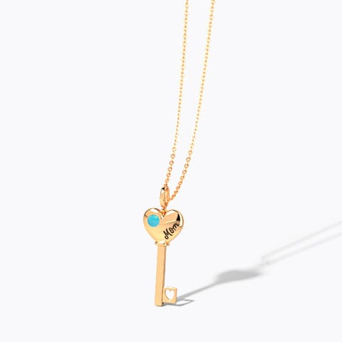 Turquoise Amore Gemstone Key Necklace Gold,Gemstone Necklaces 14 Karat Rose Gold Turquoise Amore Gemstone Key Necklace
