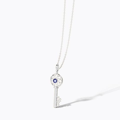 Azure Ornate Gemstone Key Necklace Gold,Gemstone Necklaces 14 Karat White Gold Azure Ornate Gemstone Key Necklace