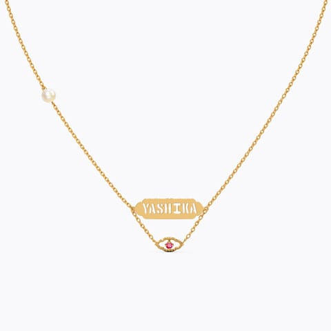 Fashionable Personalised Gemstone Necklace Gold Necklaces 14 Karat Yellow Gold Fashionable Personalised Gemstone Necklace