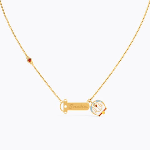 Doraemon Personalised Kids' Necklace Gold,Gemstone Necklaces 14 Karat Yellow Gold Doraemon Personalised Kids' Necklace
