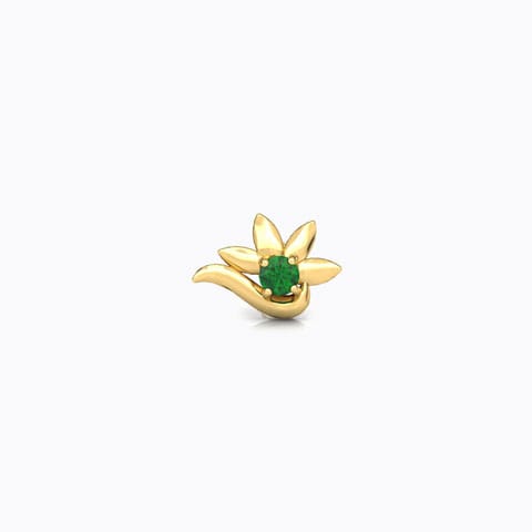 Diti Petals Gemstone Nose Pin Gold,Gemstone Nose pin 18 Karat Yellow Gold Diti Petals Gemstone Nose Pin