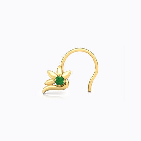 Meeta Petals Gemstone Nose Pin Gold,Gemstone Nose pin 18 Karat Yellow Gold Meeta Petals Gemstone Nose Pin