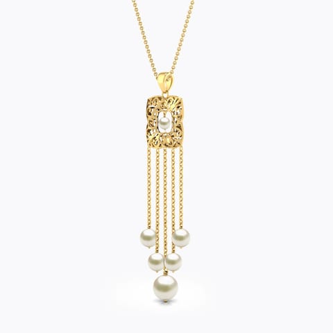 Evera Cutout Pearl Pendant Gold Pendants 18 Karat Yellow Gold Evera Cutout Pearl Pendant