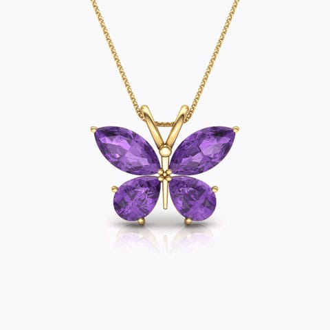 Glitter Butterfly Gemstone Pendant Gold Pendants 18 Karat Yellow Gold Glitter Butterfly Gemstone Pendant