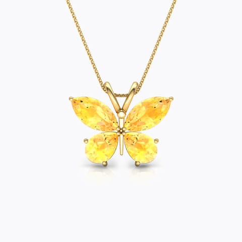 Glitter Butterfly Gemstone Pendant Gold Pendants 18 Karat Yellow Gold Glitter Butterfly Gemstone Pendant