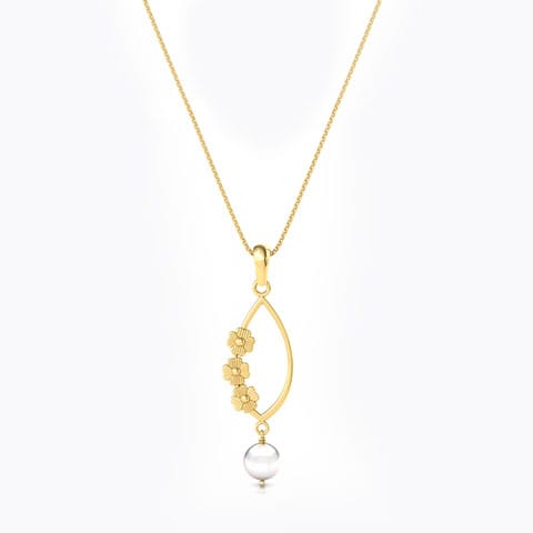 Trio Primrose Pearl Pendant Gold Pendants 18 Karat Yellow Gold Trio Primrose Pearl Pendant
