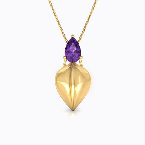 Kashvi Leaf Gemstone Pendant Gold Pendants 14 Karat Yellow Gold Kashvi Leaf Gemstone Pendant