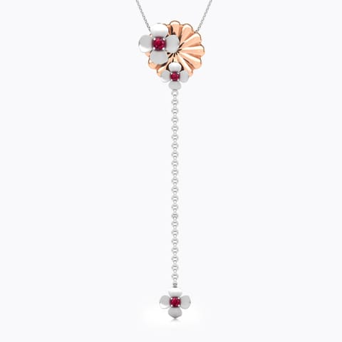 Trisha Floral Gemstone Pendant Gold Pendants 14 Karat Two Tone Gold Trisha Floral Gemstone Pendant