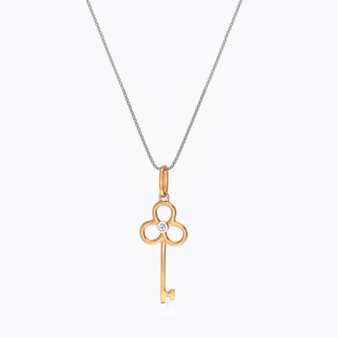 Key Silhouette Gemstone Pendant Gold Pendants 18 Karat Rose Gold Key Silhouette Gemstone Pendant