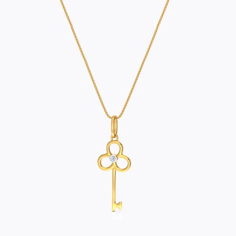 Key Silhouette Gemstone Pendant Gold Pendants 14 Karat Yellow Gold Key Silhouette Gemstone Pendant