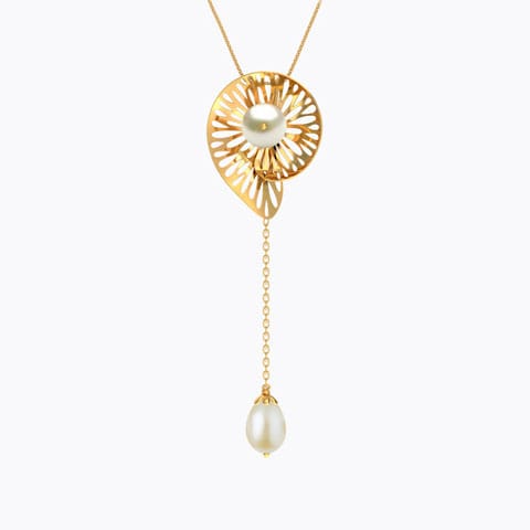 Swerve Cutout Pearl Pendant Gold Pendants 18 Karat Yellow Gold Swerve Cutout Pearl Pendant
