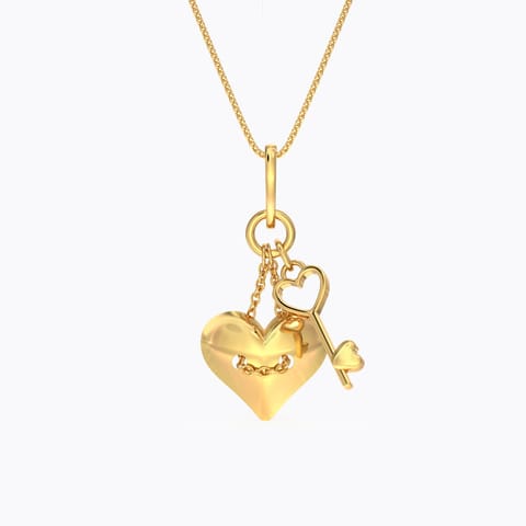 Sweetheart Love Lock Gold Pendant Gold Pendants 14 Karat Yellow Gold Sweetheart Love Lock Gold Pendant
