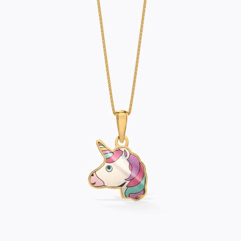Enchanted Unicorn Kids' Gold Pendant Gold Pendants 14 Karat Yellow Gold Enchanted Unicorn Kids' Gold Pendant