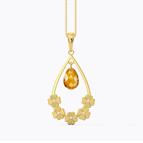 Floral Pear Drop Gemstone Pendant Gold Pendants 18 Karat Yellow Gold Floral Pear Drop Gemstone Pendant