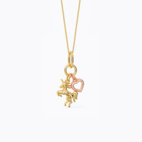 Unicorn Charm Gold Pendant Gold Pendants 14 Karat Two Tone Gold Unicorn Charm Gold Pendant
