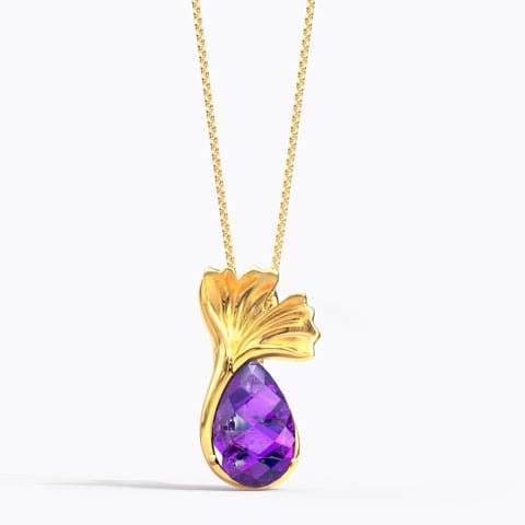 Graceful Ginkgo Gemstone Pendant Gold,Gemstone Pendants 14 Karat Yellow Gold Graceful Ginkgo Gemstone Pendant