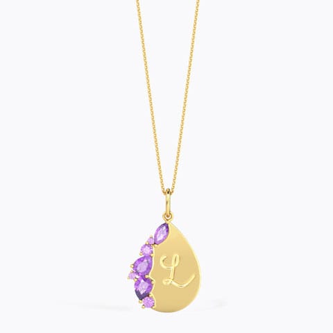 Personalised Initial Gemstone Pendant Gold,Gemstone Pendants 14 Karat Yellow Gold Personalised Initial Gemstone Pendant