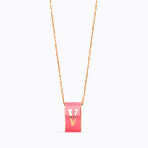 Alphabet V Vibrant Gold Pendant Gold Pendants 14 Karat Rose Gold Alphabet V Vibrant Gold Pendant