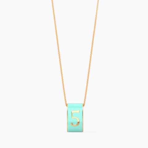 Number 5 Vibrant Gold Pendant Gold Pendants 14 Karat Rose Gold Number 5 Vibrant Gold Pendant