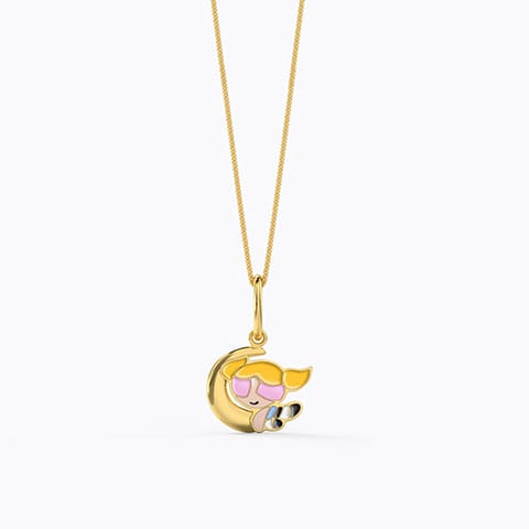 Crescent Bubbles Kids' Gold Pendant Gold Pendants 14 Karat Yellow Gold Crescent Bubbles Kids' Gold Pendant