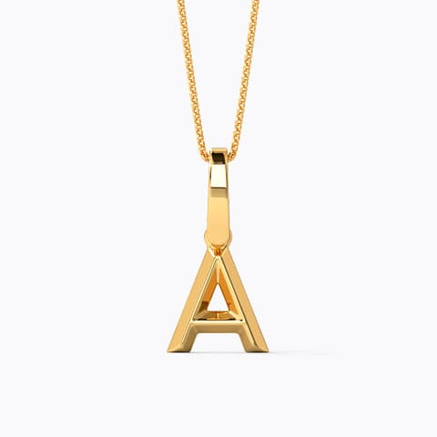 Bold Alphabet A Gold Pendant Gold Pendants 14 Karat Yellow Gold Bold Alphabet A Gold Pendant