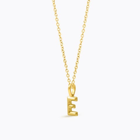 Bold Alphabet E Gold Pendant Gold Pendants 14 Karat Yellow Gold Bold Alphabet E Gold Pendant