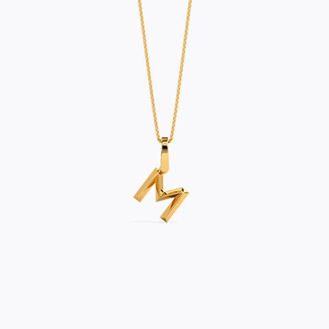 Bold Alphabet M Gold Pendant Gold Pendants 14 Karat Yellow Gold Bold Alphabet M Gold Pendant