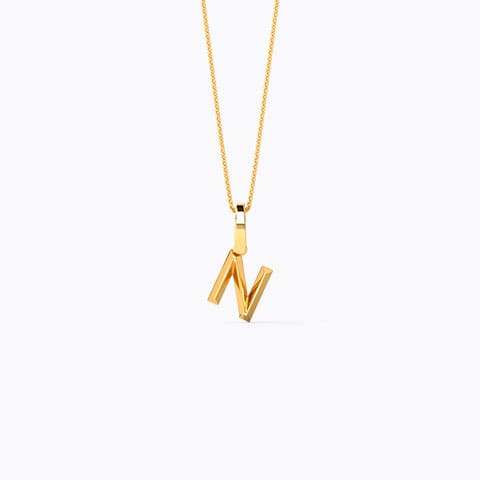 Bold Alphabet N Gold Pendant Gold Pendants 14 Karat Yellow Gold Bold Alphabet N Gold Pendant