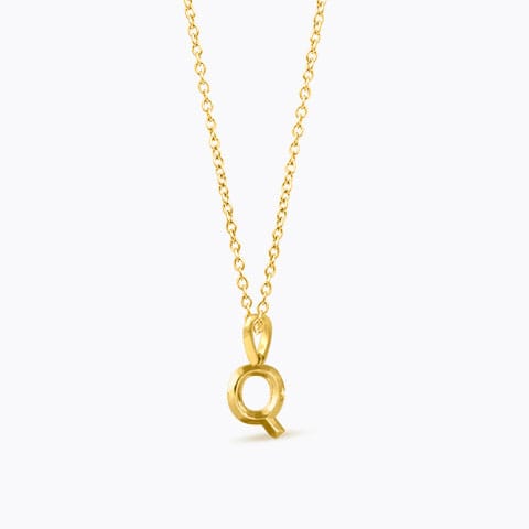 Bold Alphabet Q Gold Pendant Gold Pendants 14 Karat Yellow Gold Bold Alphabet Q Gold Pendant