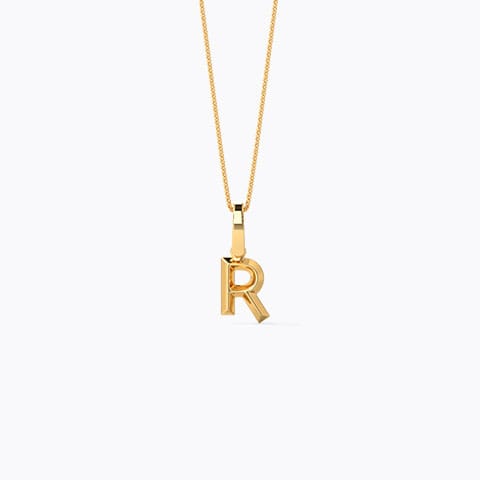 Bold Alphabet R Gold Pendant Gold Pendants 14 Karat Yellow Gold Bold Alphabet R Gold Pendant