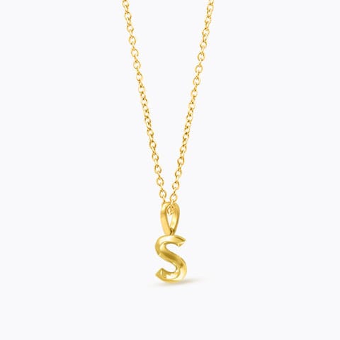 Bold Alphabet S Gold Pendant Gold Pendants 14 Karat Yellow Gold Bold Alphabet S Gold Pendant