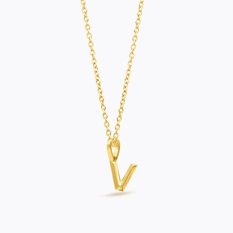 Bold Alphabet V Gold Pendant Gold Pendants 14 Karat Yellow Gold Bold Alphabet V Gold Pendant