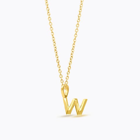 Bold Alphabet W Gold Pendant Gold Pendants 14 Karat Yellow Gold Bold Alphabet W Gold Pendant