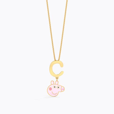 Peppa Alphabet C Gold Pendant Gold Pendants 14 Karat Yellow Gold Peppa Alphabet C Gold Pendant