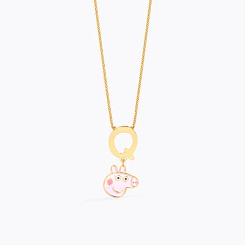 Peppa Alphabet Q Gold Pendant Gold Pendants 14 Karat Yellow Gold Peppa Alphabet Q Gold Pendant