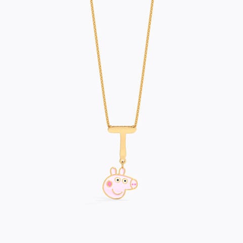 Peppa Alphabet T Gold Pendant Gold Pendants 14 Karat Yellow Gold Peppa Alphabet T Gold Pendant