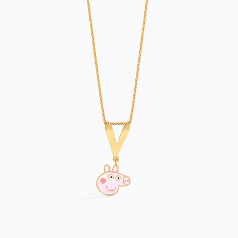 Peppa Alphabet V Gold Pendant Gold Pendants 14 Karat Yellow Gold Peppa Alphabet V Gold Pendant