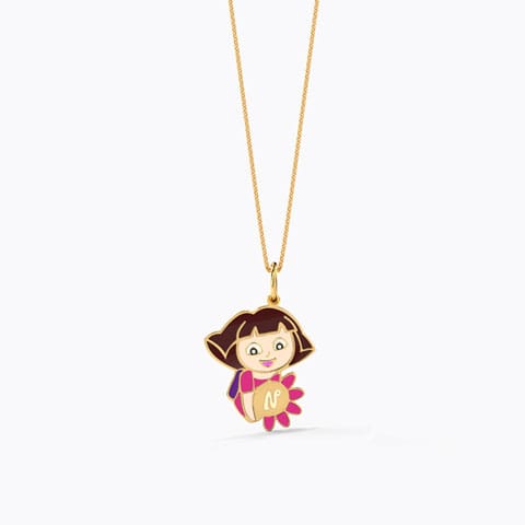 Cute Personalised Dora The Explorer Kids' Gold Pendant Gold Pendants 14 Karat Yellow Gold Cute Personalised Dora The Explorer Kids' Gold Pendant