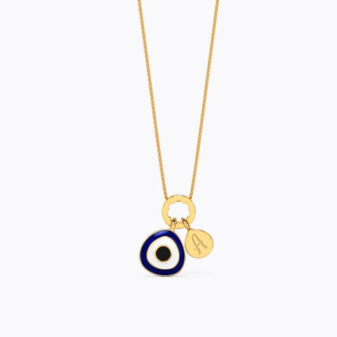 Modernistic Evil Eye Personalised Gold Pendant Gold Pendants 14 Karat Yellow Gold Modernistic Evil Eye Personalised Gold Pendant