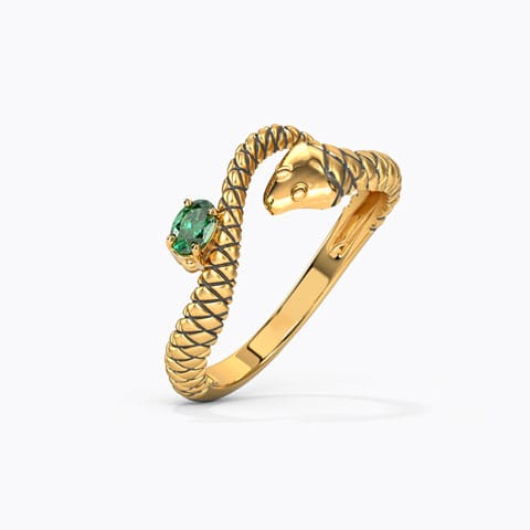 Nagini Emerald Gemstone Ring Gemstone Rings 14 Karat Yellow Gold Nagini Emerald Gemstone Ring