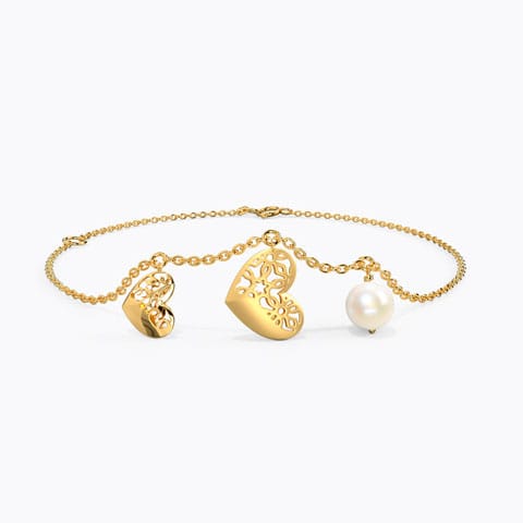 Evans Cutout Pearl Bracelet Gold Bracelets 18 Karat Yellow Gold Evans Cutout Pearl Bracelet